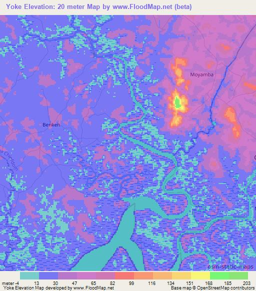 Yoke,Sierra Leone Elevation Map