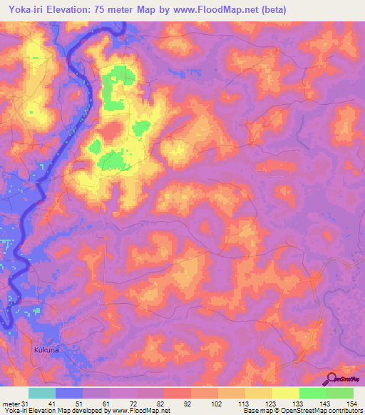 Yoka-iri,Sierra Leone Elevation Map