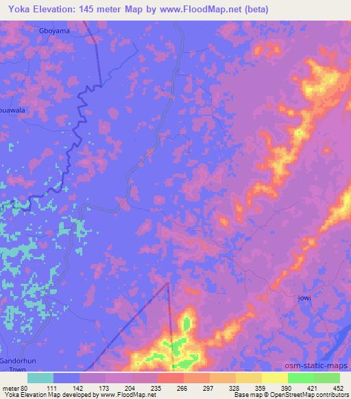 Yoka,Sierra Leone Elevation Map