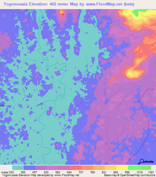 Yogomusaia,Sierra Leone Elevation Map