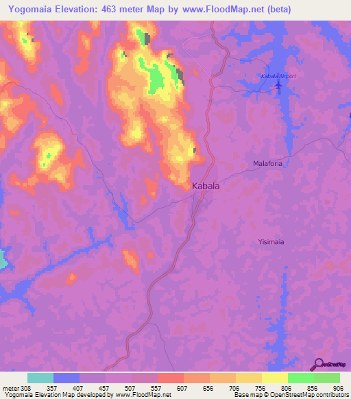 Yogomaia,Sierra Leone Elevation Map