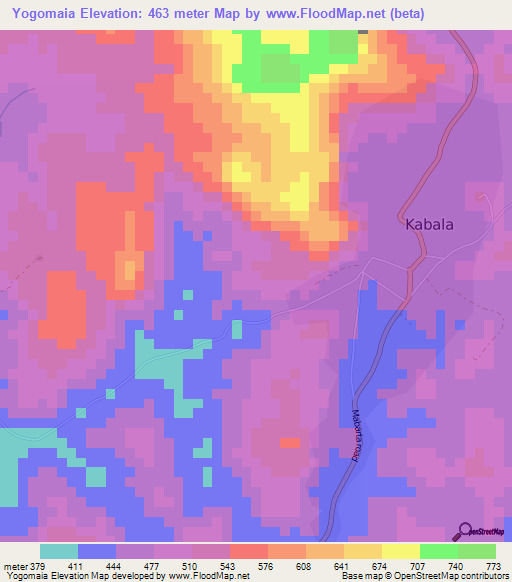 Yogomaia,Sierra Leone Elevation Map