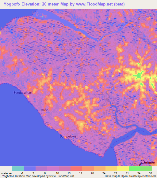 Yogbofo,Sierra Leone Elevation Map