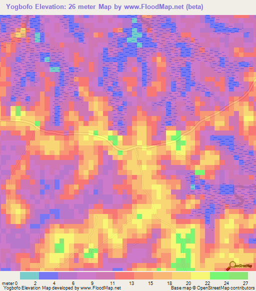 Yogbofo,Sierra Leone Elevation Map