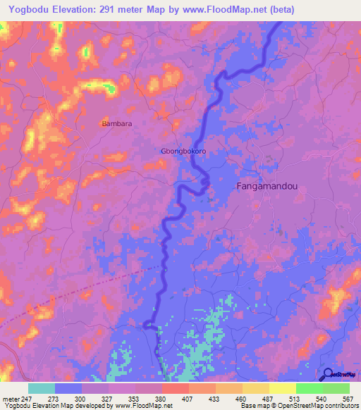 Yogbodu,Sierra Leone Elevation Map