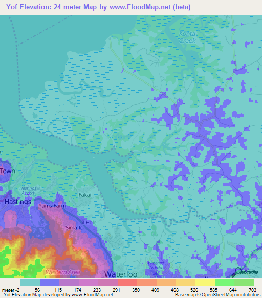 Yof,Sierra Leone Elevation Map