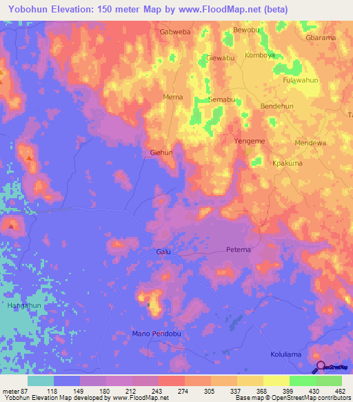 Yobohun,Sierra Leone Elevation Map