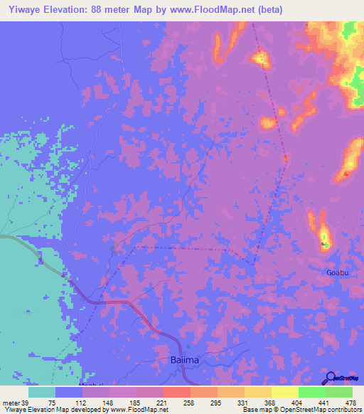 Yiwaye,Sierra Leone Elevation Map