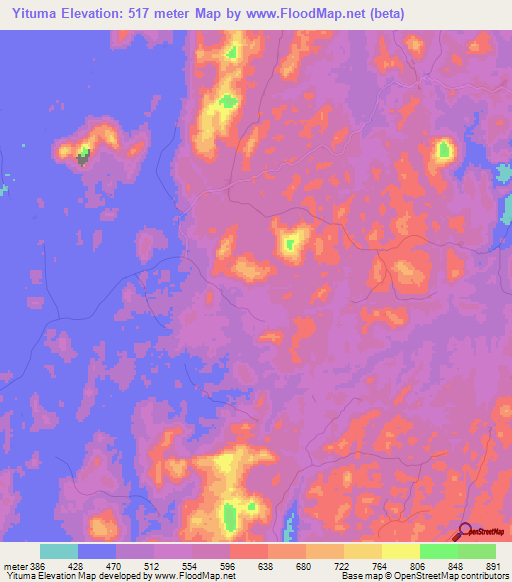 Yituma,Sierra Leone Elevation Map