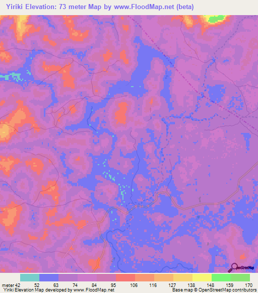 Yiriki,Sierra Leone Elevation Map