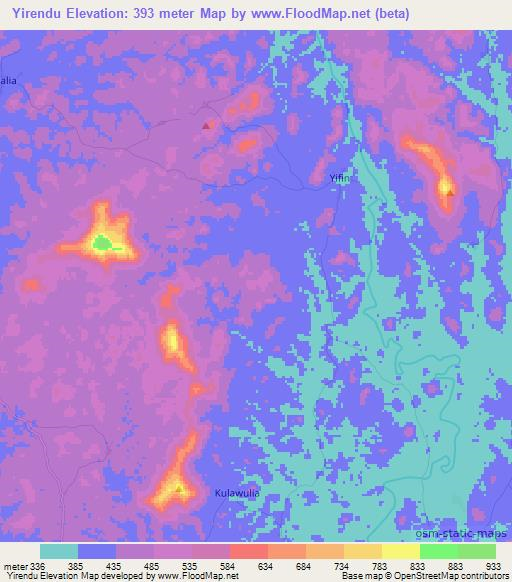 Yirendu,Sierra Leone Elevation Map