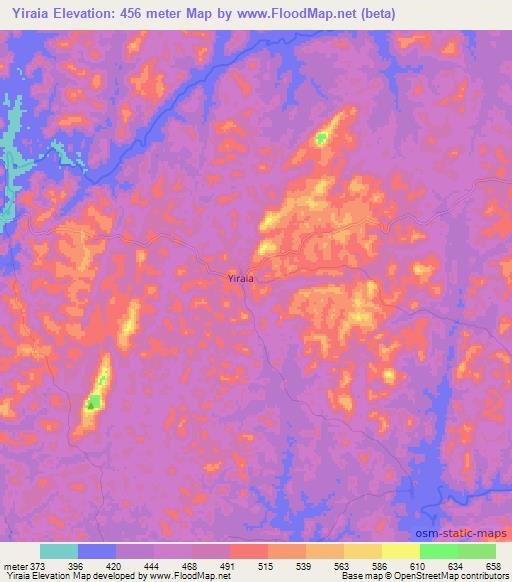 Yiraia,Sierra Leone Elevation Map