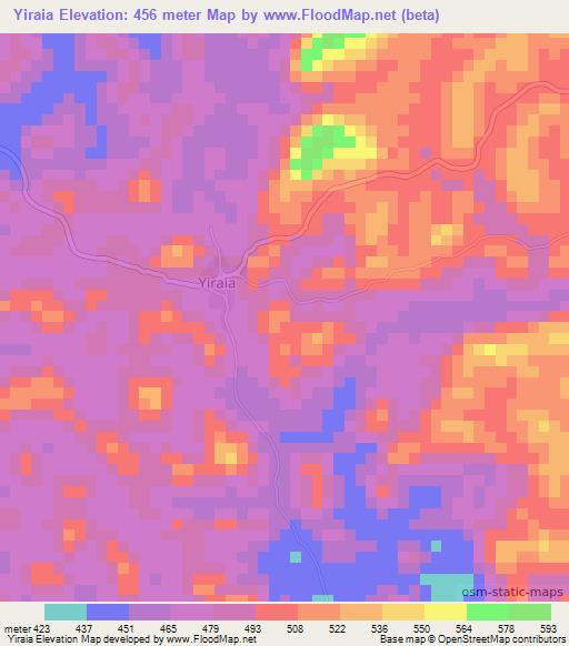 Yiraia,Sierra Leone Elevation Map