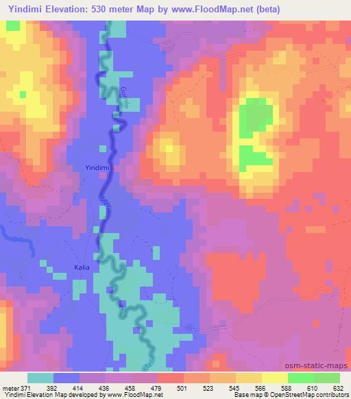 Yindimi,Sierra Leone Elevation Map