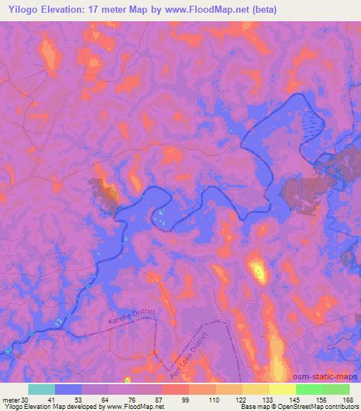 Yilogo,Sierra Leone Elevation Map