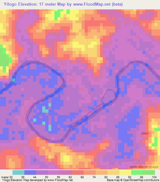 Yilogo,Sierra Leone Elevation Map