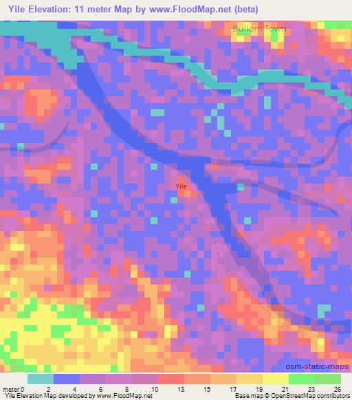 Yile,Sierra Leone Elevation Map