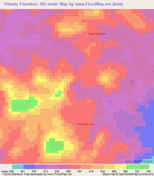 Yilandu,Sierra Leone Elevation Map