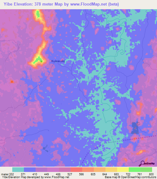 Yibe,Sierra Leone Elevation Map