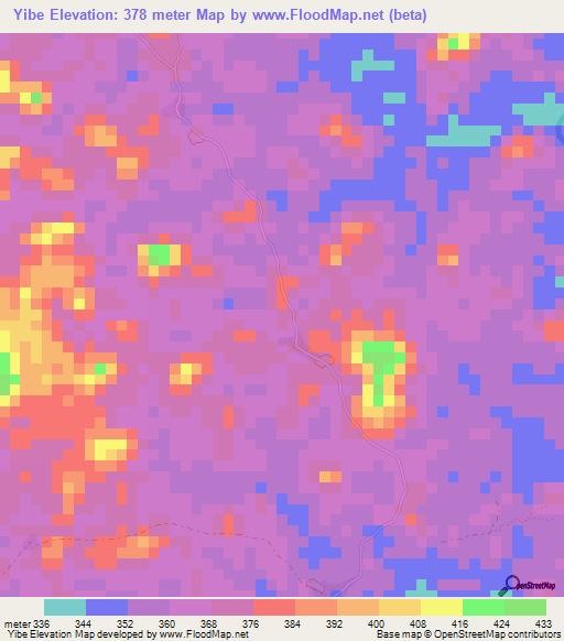 Yibe,Sierra Leone Elevation Map