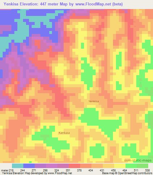 Yenkisa,Sierra Leone Elevation Map