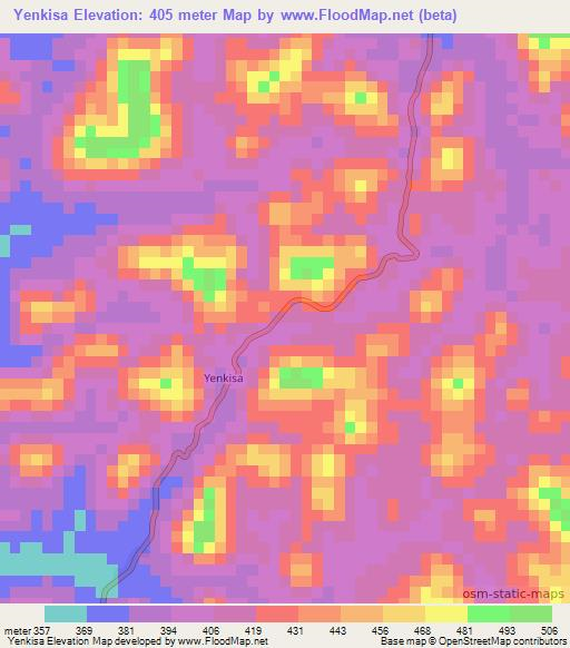 Yenkisa,Sierra Leone Elevation Map