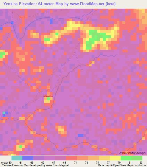Yenkisa,Sierra Leone Elevation Map