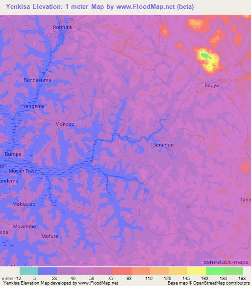 Yenkisa,Sierra Leone Elevation Map