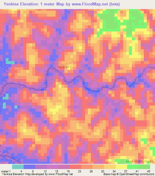 Yenkisa,Sierra Leone Elevation Map