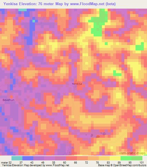 Yenkisa,Sierra Leone Elevation Map