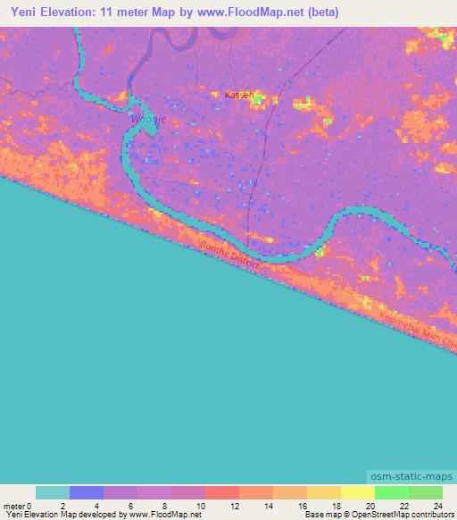 Yeni,Sierra Leone Elevation Map