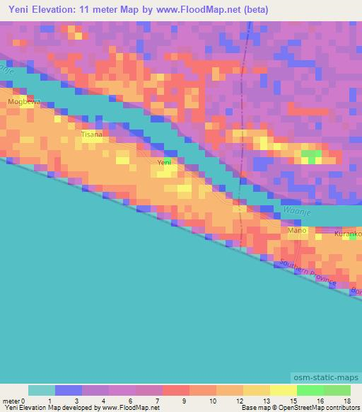 Yeni,Sierra Leone Elevation Map