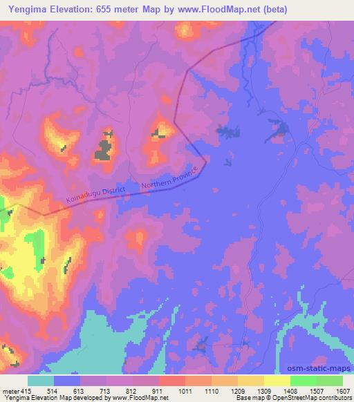 Yengima,Sierra Leone Elevation Map