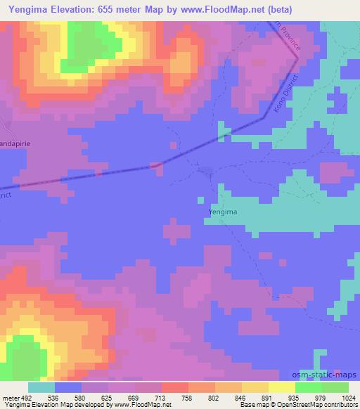 Yengima,Sierra Leone Elevation Map