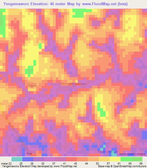 Yengemaworo,Sierra Leone Elevation Map