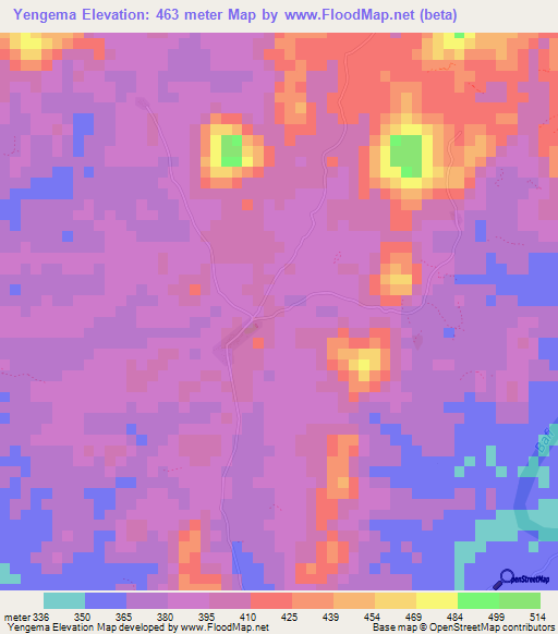 Yengema,Sierra Leone Elevation Map