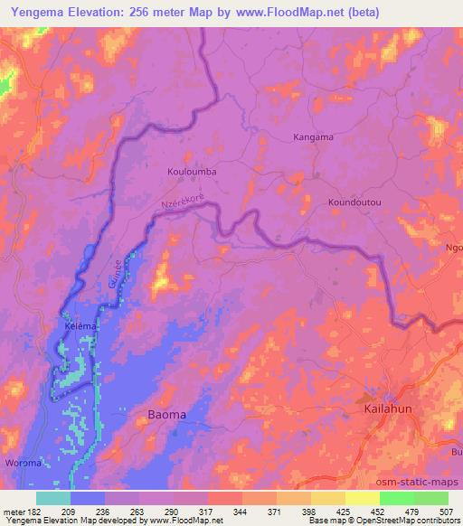 Yengema,Sierra Leone Elevation Map