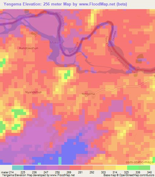 Yengema,Sierra Leone Elevation Map