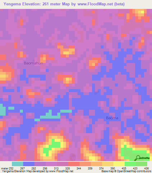 Yengema,Sierra Leone Elevation Map