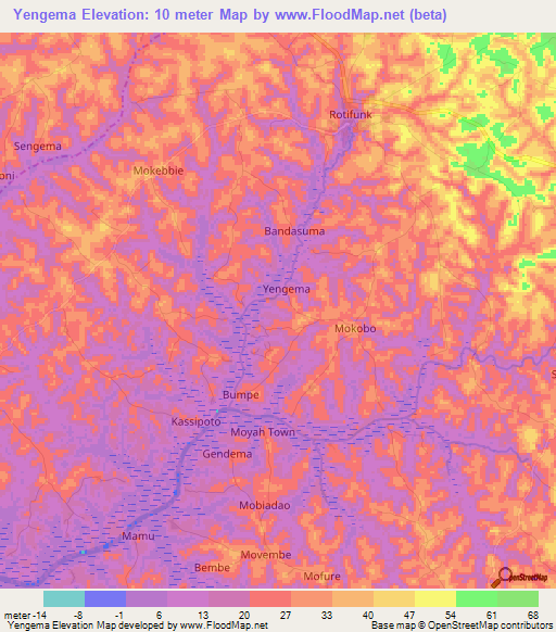 Yengema,Sierra Leone Elevation Map