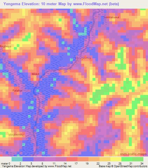 Yengema,Sierra Leone Elevation Map