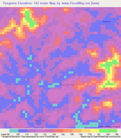 Yengema,Sierra Leone Elevation Map