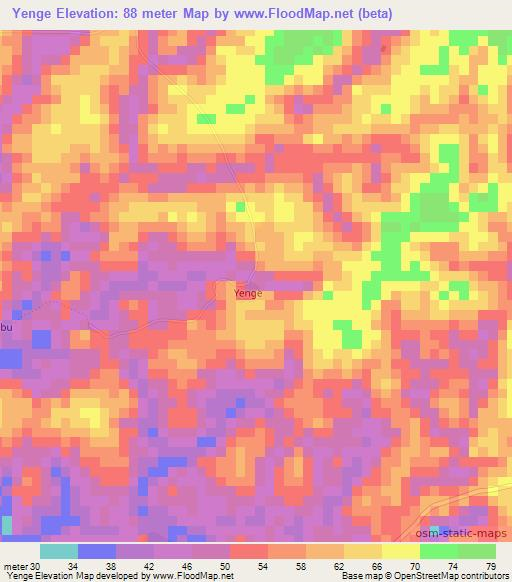 Yenge,Sierra Leone Elevation Map