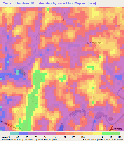 Yemeri,Sierra Leone Elevation Map