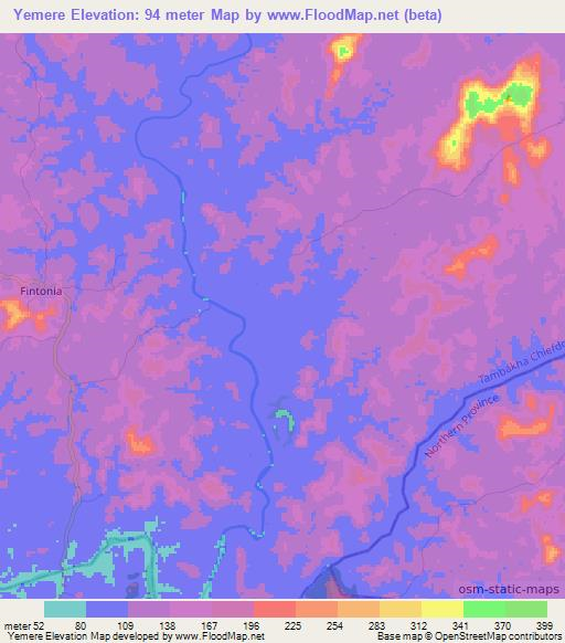 Yemere,Sierra Leone Elevation Map