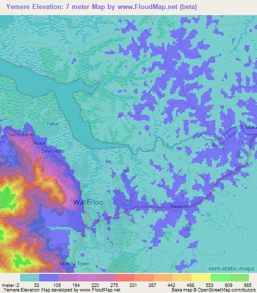 Yemere,Sierra Leone Elevation Map