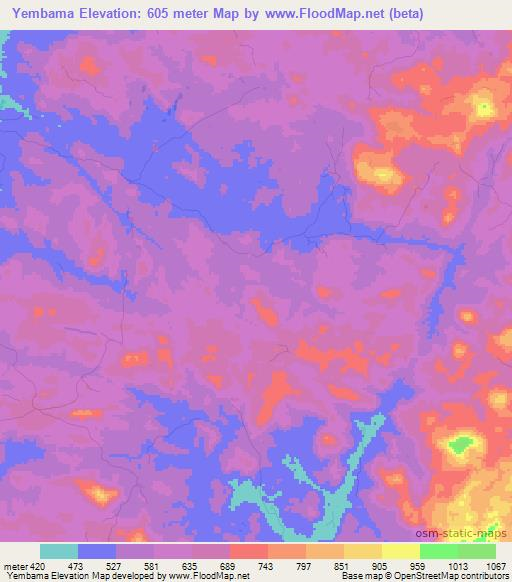 Yembama,Sierra Leone Elevation Map