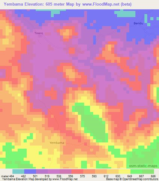 Yembama,Sierra Leone Elevation Map