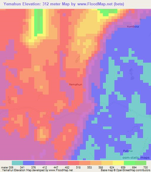 Yemahun,Sierra Leone Elevation Map