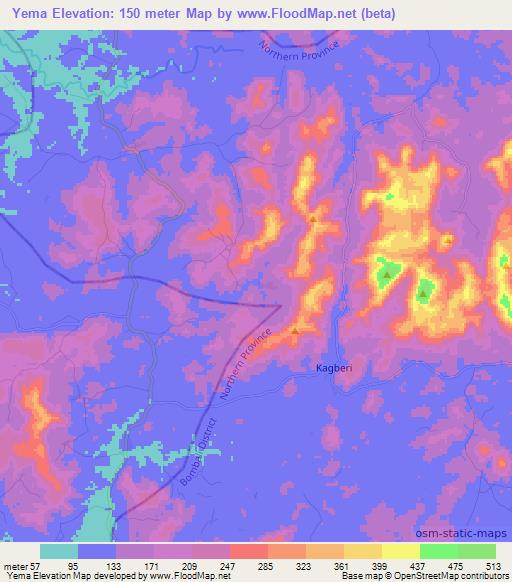 Yema,Sierra Leone Elevation Map